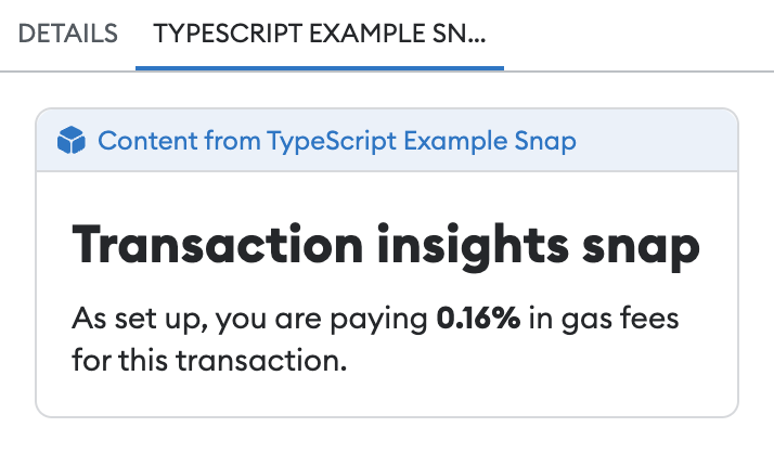 Snap transaction insights UI